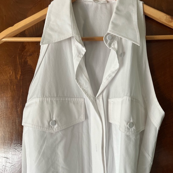 Midi button front helmet, Lang white cotton dress - Picture 2 of 4